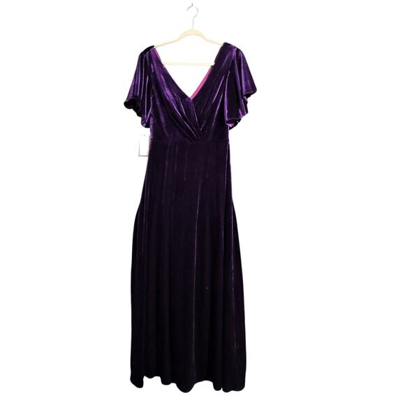 HL Wrap Off the Shoulder Bodice Maxi Formal Plum Purple Dress Women's 10 - Picture 2 of 7